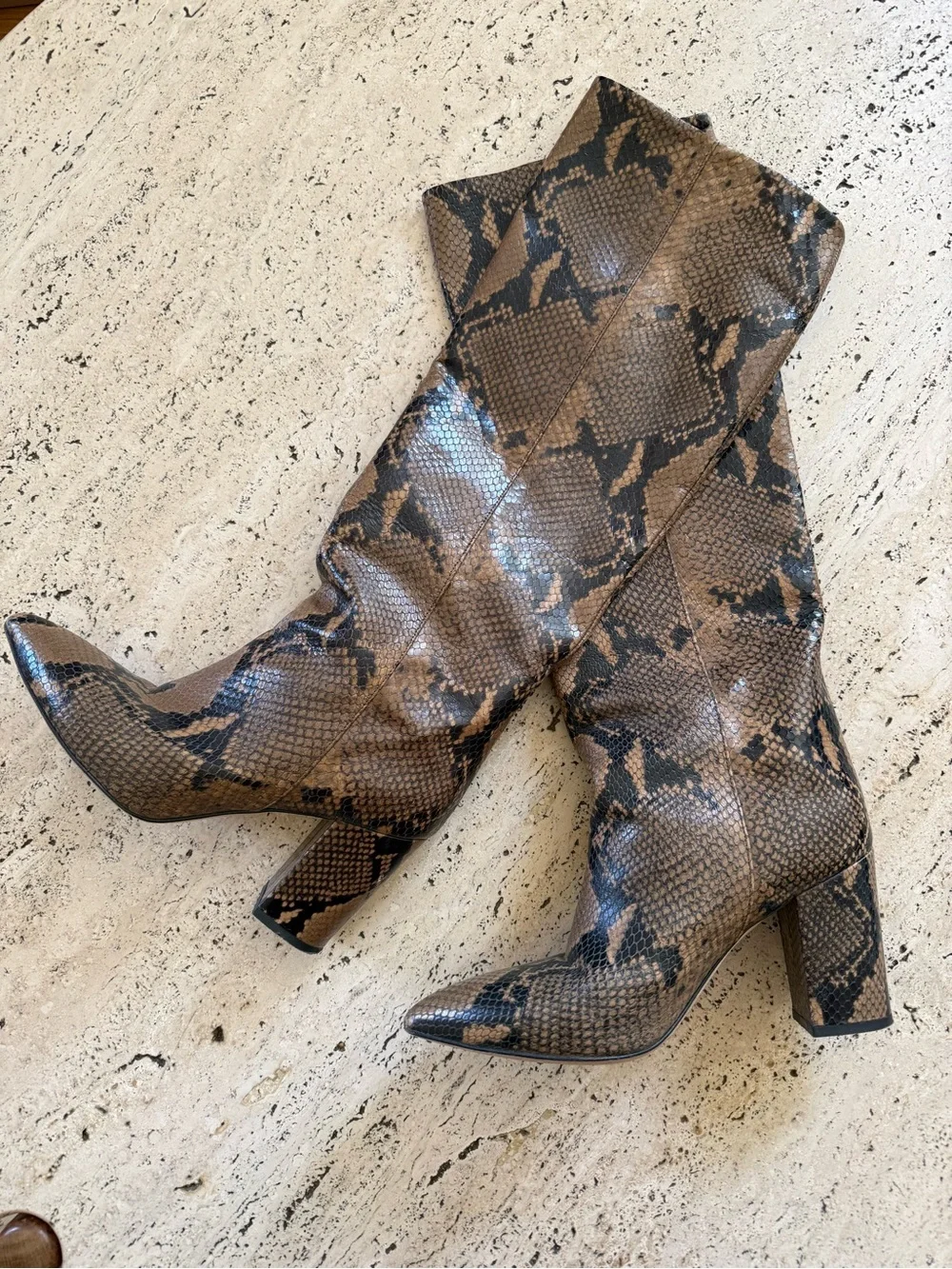 Paris Texas Boots Anja Leather Snake Print Knee High Boots 39.5 Italy